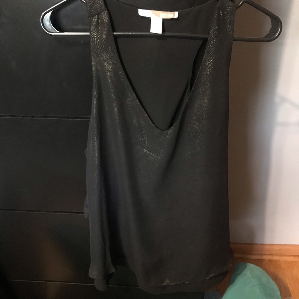 Used Forever 21 Black Metallic Tank Top